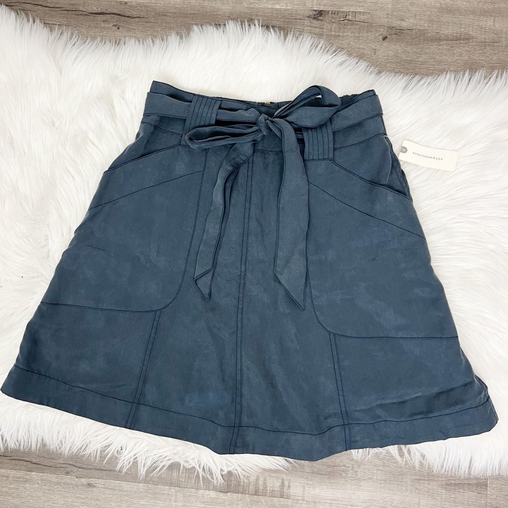Anthropologie HD in Paris Bryden Tie Belted Skirt Pockets Tencel Lyocell Womens - Picture 4 of 12